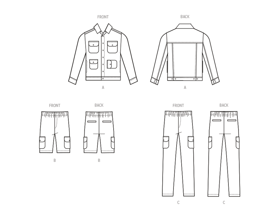 McCall's sewing pattern 8393 Men's Jacket, Shorts and Pants from Jaycotts Sewing Supplies