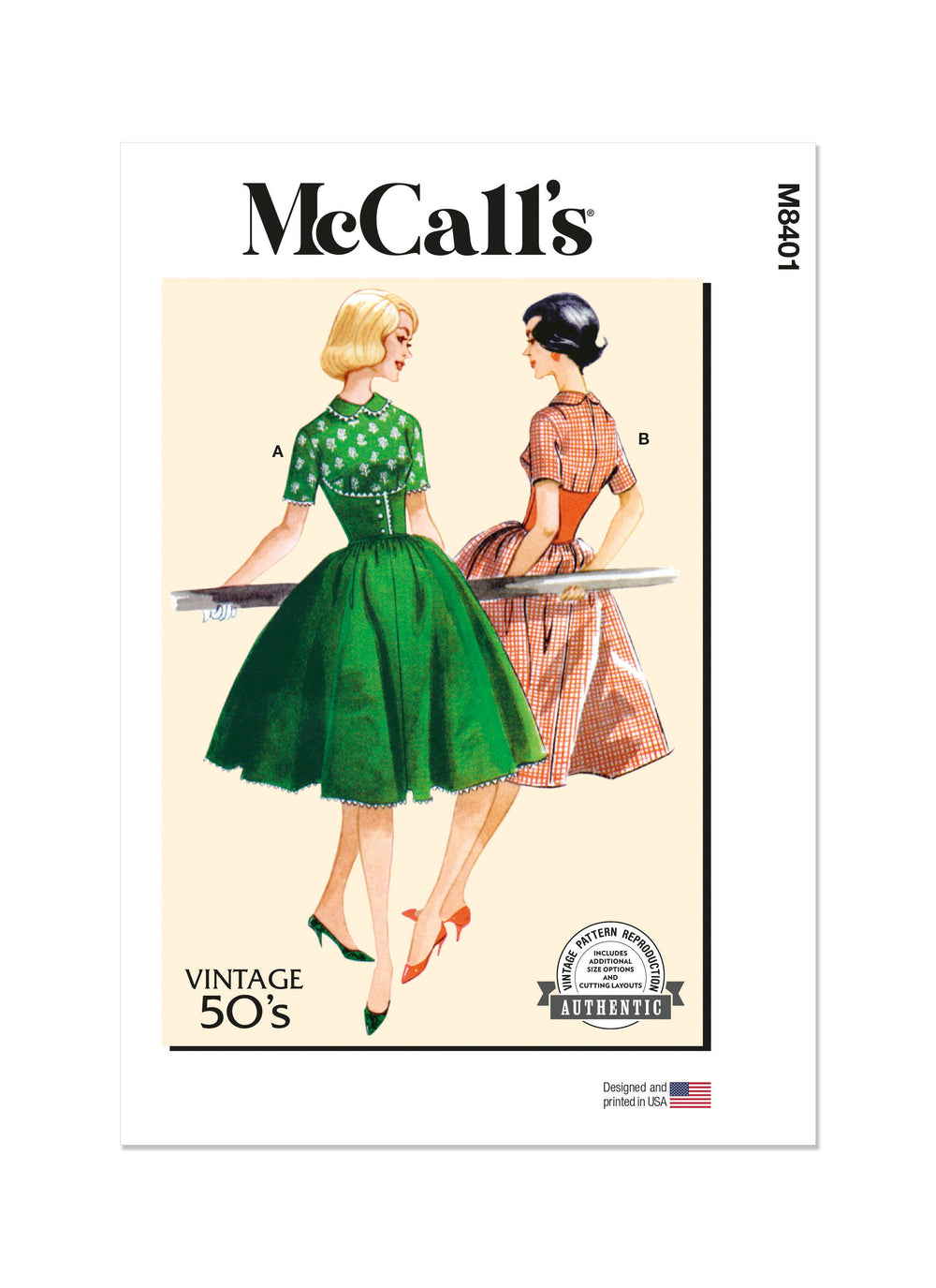 McCall's 8401 sewing pattern 1950's Midriff Dress from Jaycotts Sewing Supplies