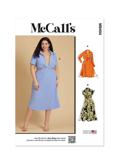 McCall's sewing pattern 8404 Knotted shirt dress from Jaycotts Sewing Supplies