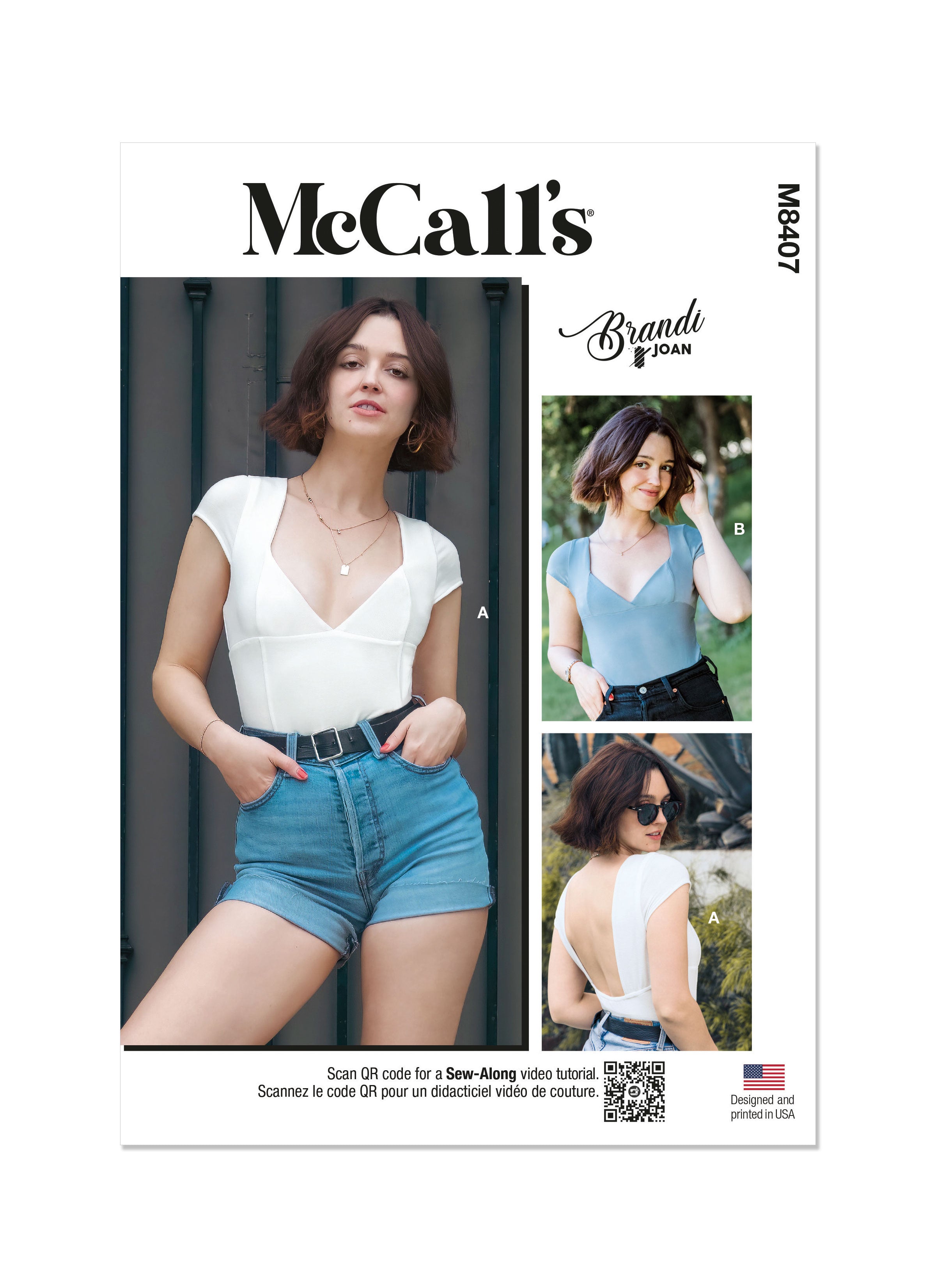 McCall's sewing pattern 8407 Knit Bodysuit and Top by Brandi Joan from Jaycotts Sewing Supplies