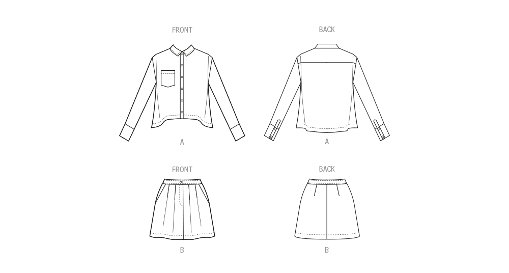 McCall's sewing pattern 8410 Shirt and Mini Skirt by Brandi Joan from Jaycotts Sewing Supplies