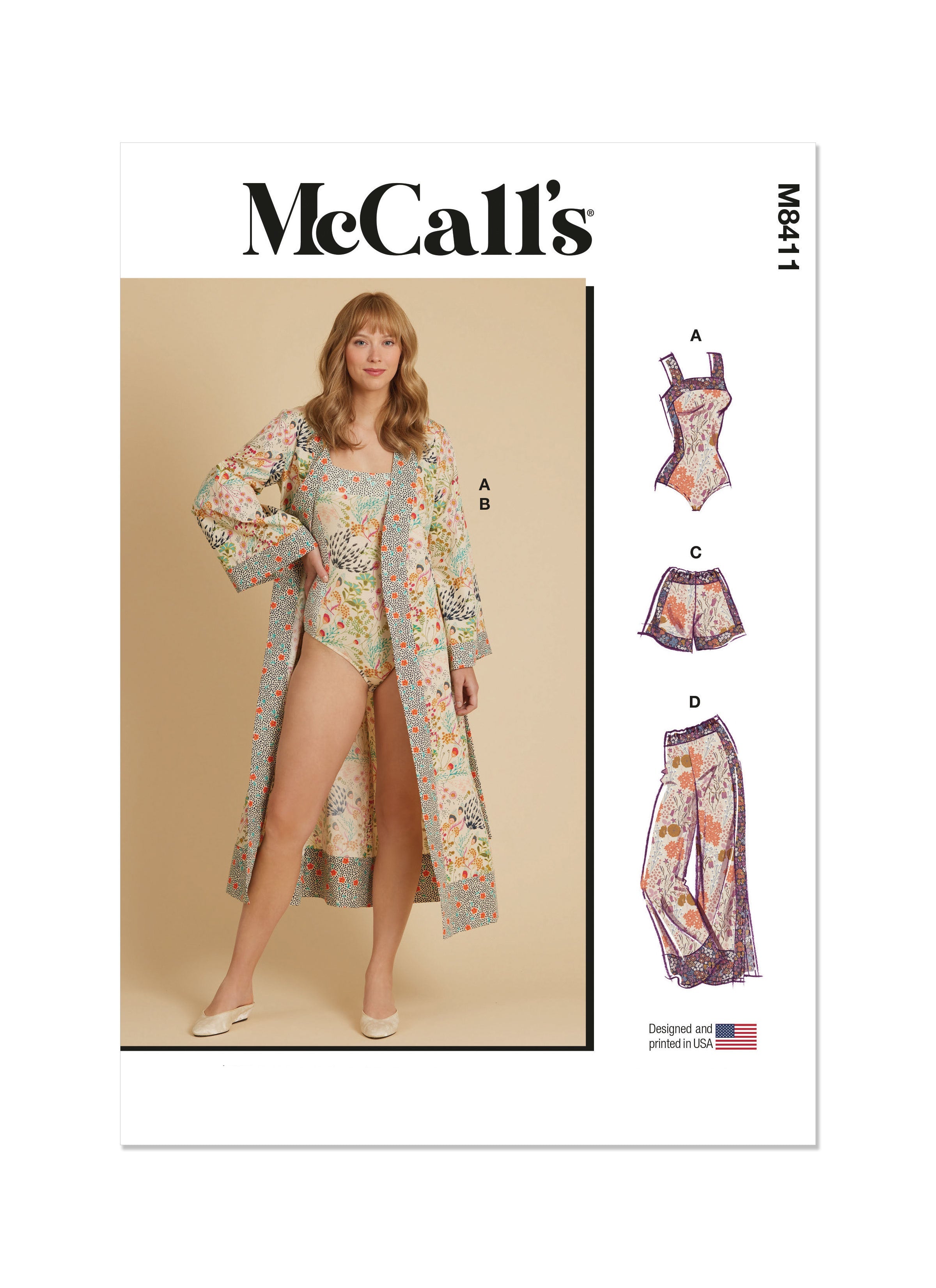 McCall's sewing pattern 8411 Bodysuit, Robe, Shorts and Pants from Jaycotts Sewing Supplies