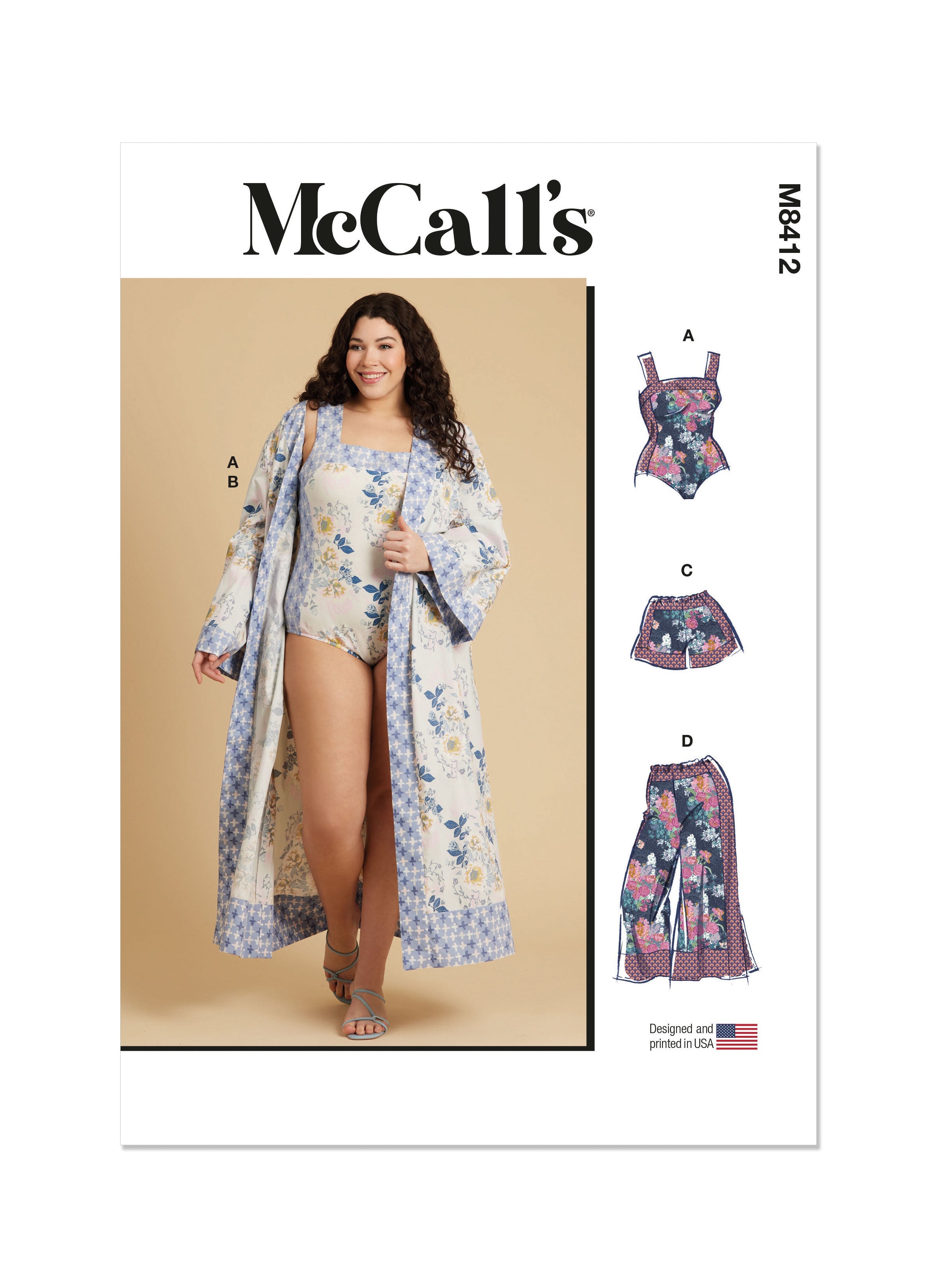 McCall's sewing pattern 8412 Women's Bodysuit, Robe, Shorts and Pants from Jaycotts Sewing Supplies