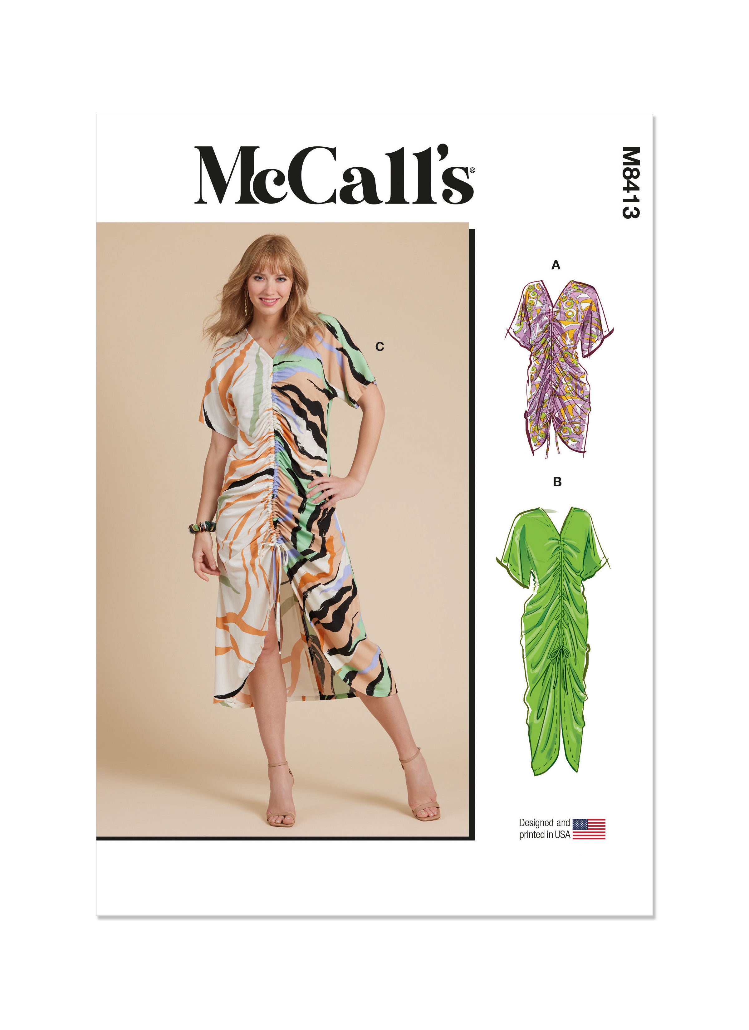 McCall's sewing pattern 8413 easy to sew Caftan from Jaycotts Sewing Supplies
