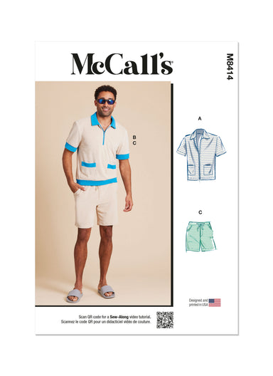 McCall's sewing pattern 8414 Men's Shirts and Shorts from Jaycotts Sewing Supplies