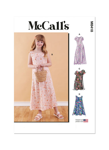 McCall's sewing pattern 8418 Girls' Dress in Two Lengths from Jaycotts Sewing Supplies