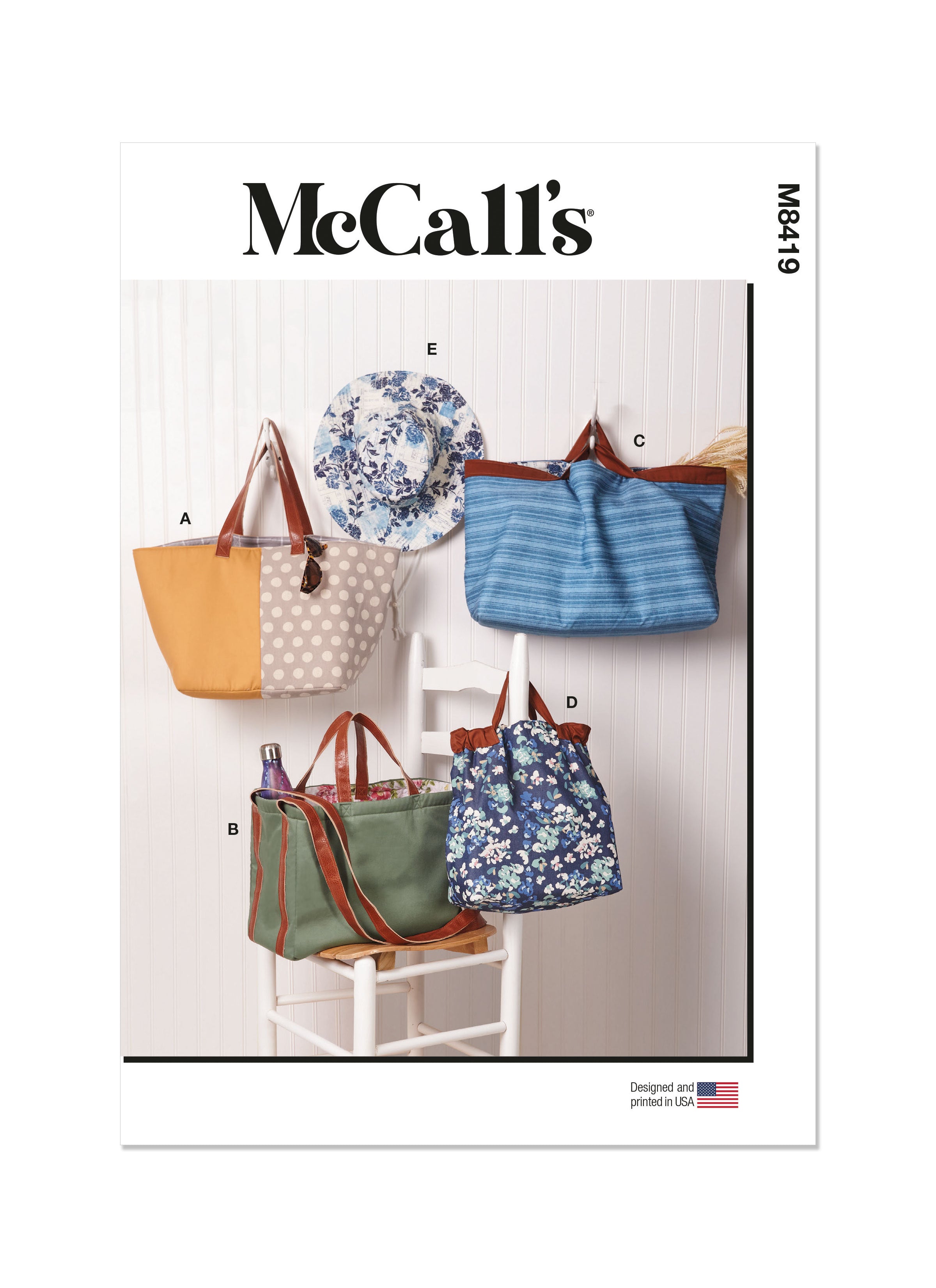 McCall's sewing pattern 8419 Tote Bags and Hat from Jaycotts Sewing Supplies