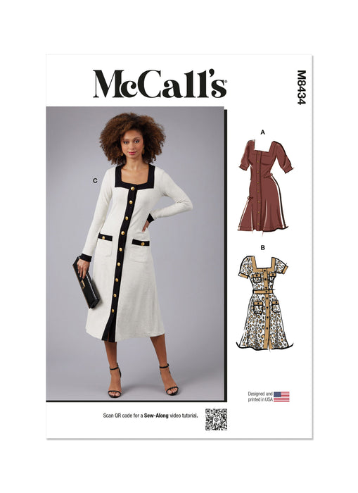 McCall's sewing pattern M8434 Misses' Knit Dresses from Jaycotts Sewing Supplies