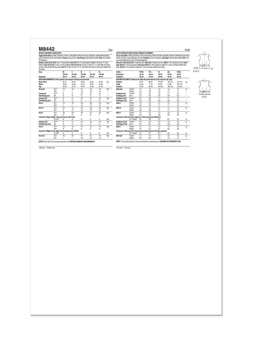 McCall's sewing pattern M8442 Misses' and Men's Lined Vests from Jaycotts Sewing Supplies