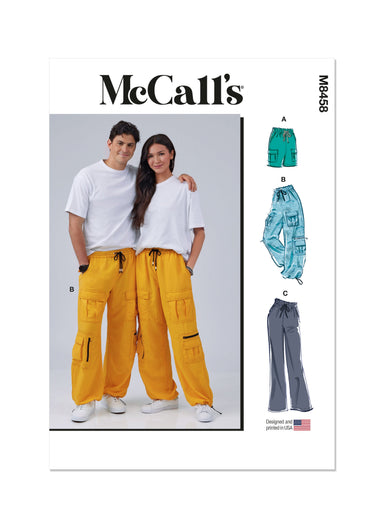 McCall's Sewing Pattern 8458 Unisex Cargo Pants and shorts from Jaycotts Sewing Supplies