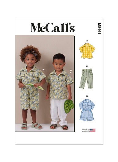 McCall's Sewing Pattern 8461 Toddlers' Top, Romper and Pants from Jaycotts Sewing Supplies
