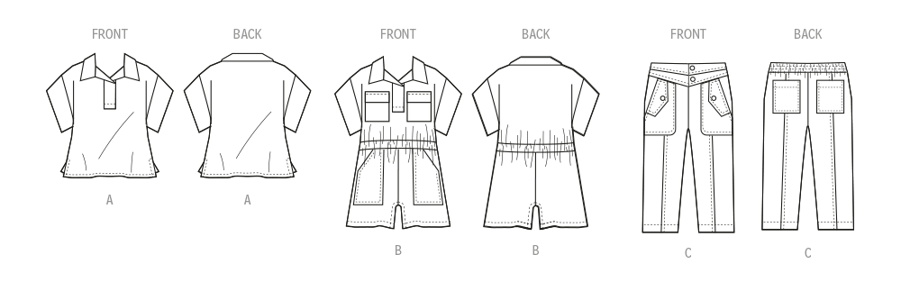 McCall's Sewing Pattern 8461 Toddlers' Top, Romper and Pants from Jaycotts Sewing Supplies