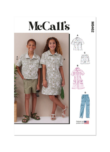McCall's Pattern 8462 Girls' and Boys' Shirt, Pants, Shorts and Girls' Dress from Jaycotts Sewing Supplies
