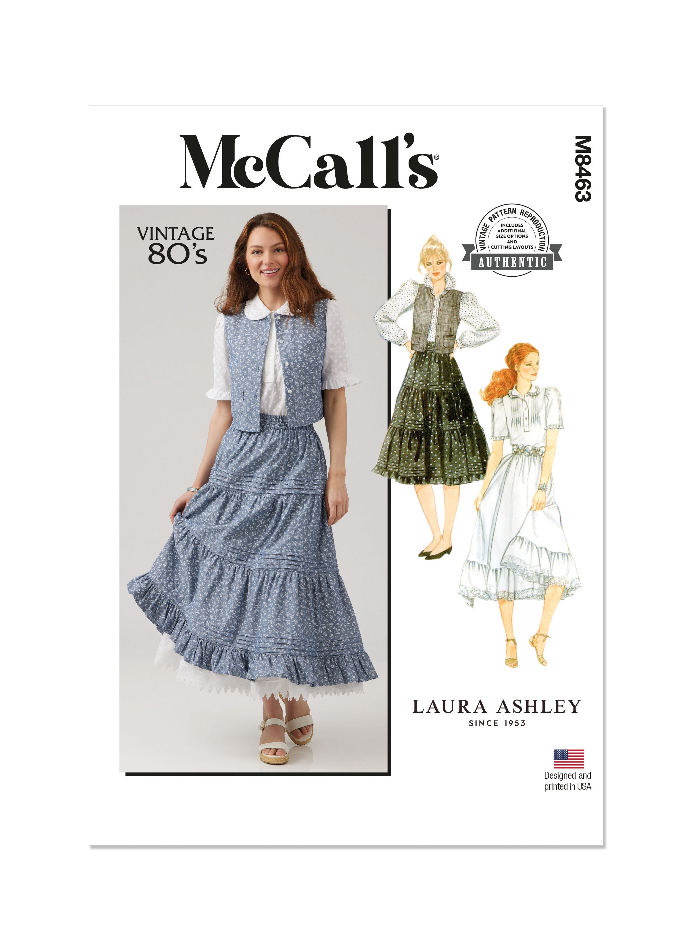 McCall's Sewing Pattern 8463 Blouse, Vest, Skirt and Petticoat by Laura Ashley from Jaycotts Sewing Supplies