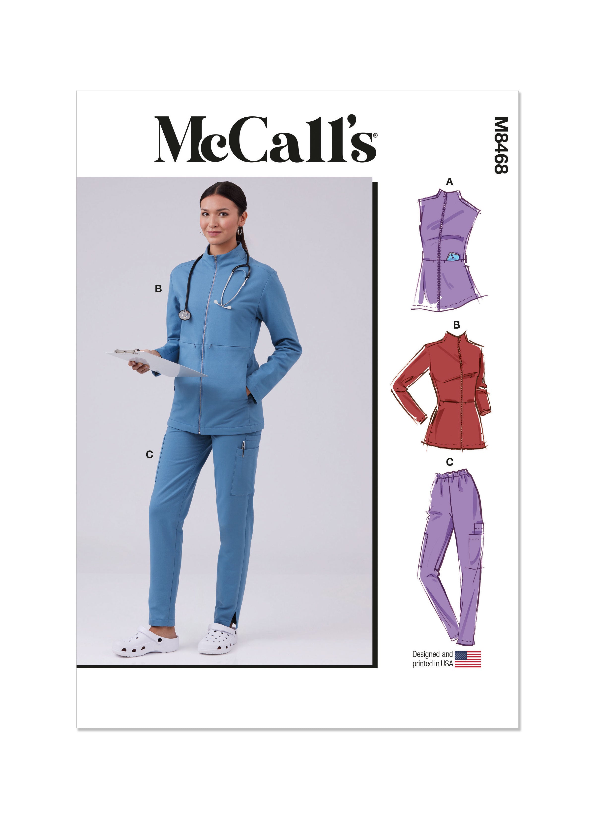 McCall's Sewing Pattern 8468 Scrubs from Jaycotts Sewing Supplies