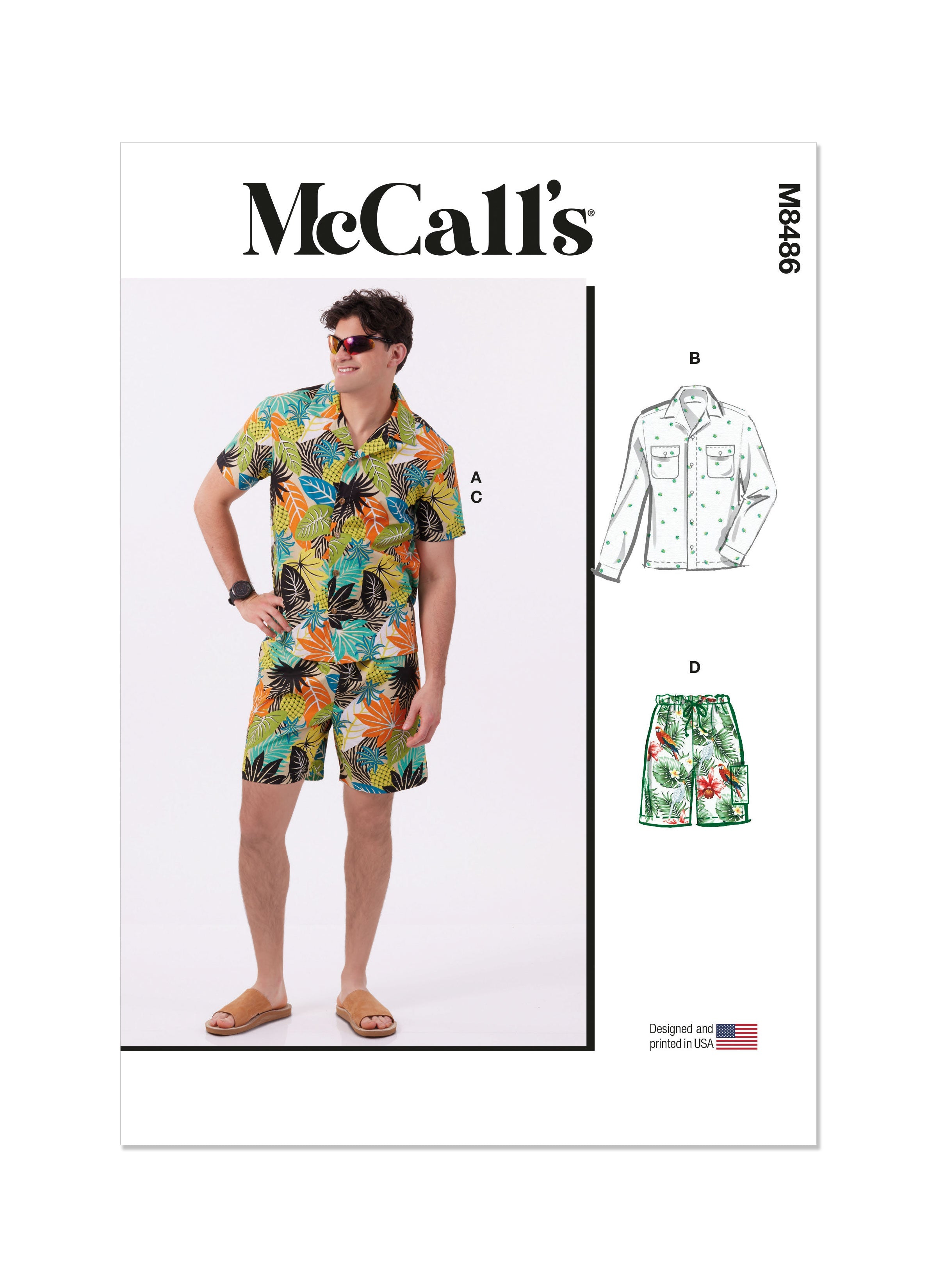 McCall's Sewing Pattern 8486 Men's Shirts and Shorts from Jaycotts Sewing Supplies