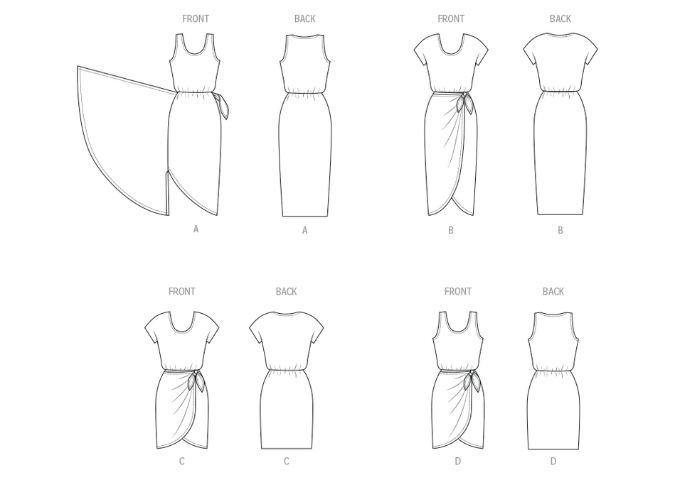 McCall's sewing pattern 8501 Mock Sarong Dress in Two Lengths from Jaycotts Sewing Supplies