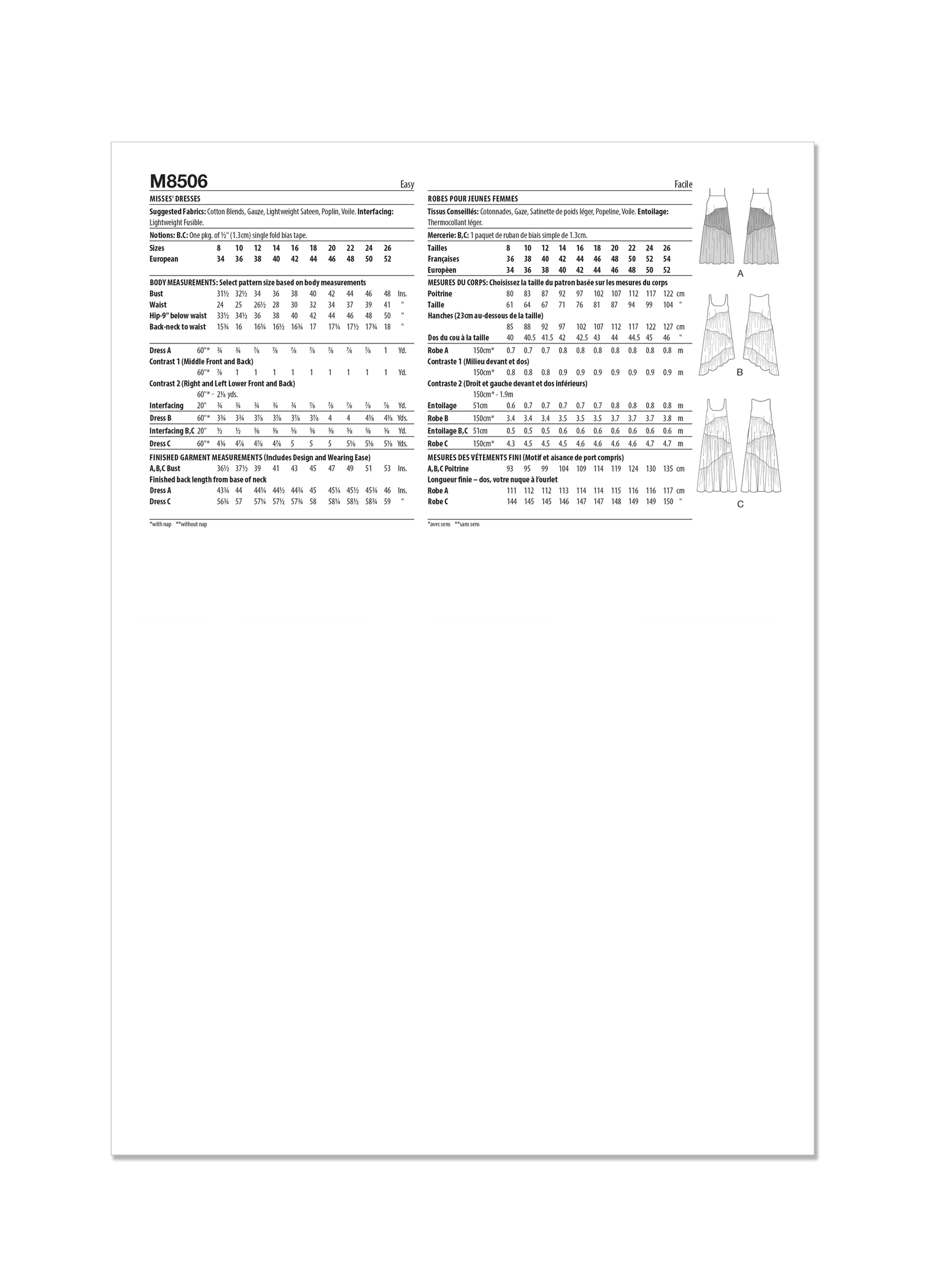 M8506 Pattern McCall's M8506 Misses' Dresses sewing pattern from Jaycotts — jaycotts ...