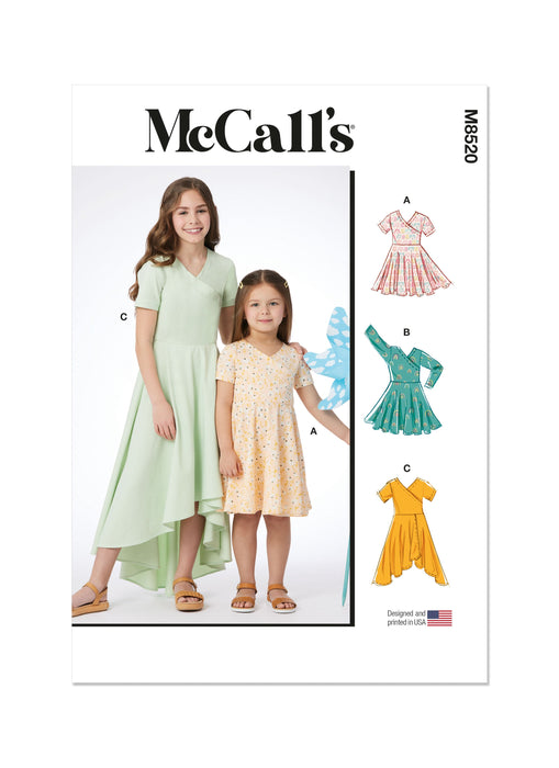 McCall's sewing pattern 8520 Children's and Girls' Knit Dresses from Jaycotts Sewing Supplies