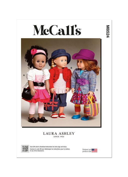 McCall's sewing pattern 8524 18" Doll Clothes by Laura Ashley from Jaycotts Sewing Supplies