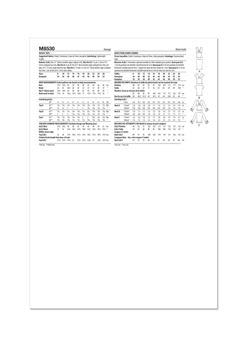 McCall's sewing pattern 8530 Misses' Tops from Jaycotts Sewing Supplies