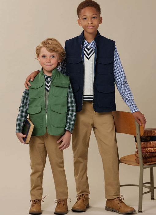 McCall's sewing pattern 8537 Boys’ Waistcoats, Top and Shirt from Jaycotts Sewing Supplies