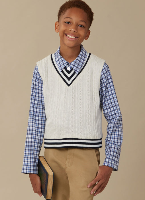 McCall's sewing pattern 8537 Boys’ Waistcoats, Top and Shirt from Jaycotts Sewing Supplies