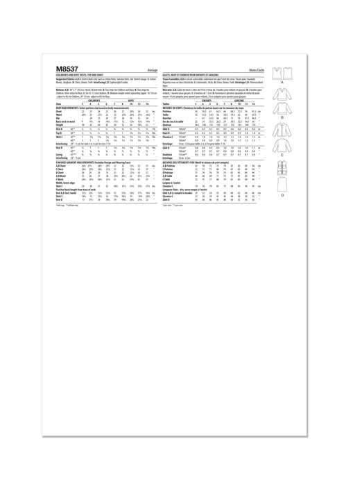 McCall's sewing pattern 8537 Boys’ Waistcoats, Top and Shirt from Jaycotts Sewing Supplies