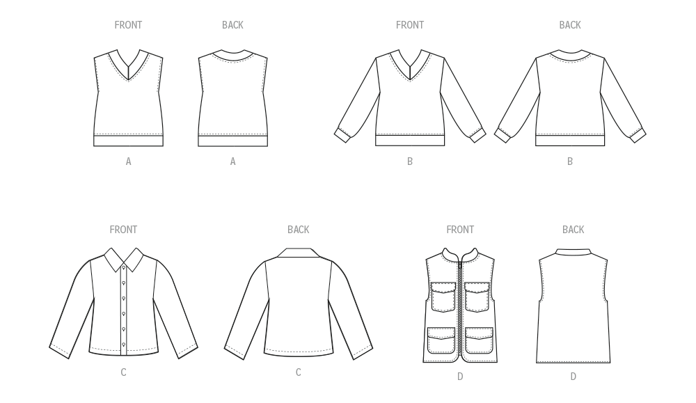 McCall's sewing pattern 8537 Boys’ Waistcoats, Top and Shirt from Jaycotts Sewing Supplies