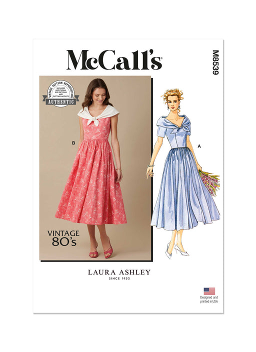 McCall's sewing pattern 8539 80's Dress by Laura Ashley from Jaycotts Sewing Supplies