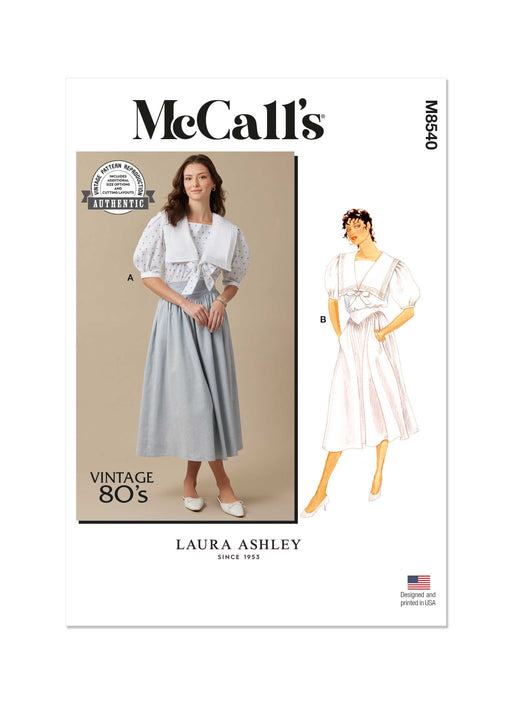 McCall's sewing pattern 8540 Eighties Top and Skirt by Laura Ashley from Jaycotts Sewing Supplies