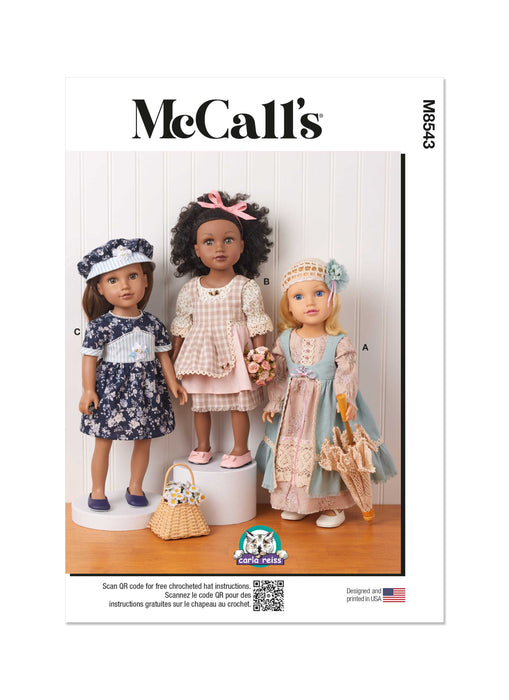 McCall's sewing pattern 8543 Doll Clothes by Carla Reiss from Jaycotts Sewing Supplies