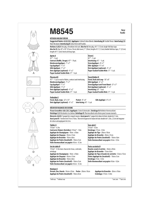 McCall's sewing pattern 8545 Kitchen Holiday Décor from Jaycotts Sewing Supplies