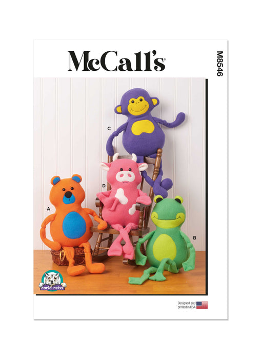 McCall's sewing pattern 8546 Plush Animals by Carla Reiss from Jaycotts Sewing Supplies