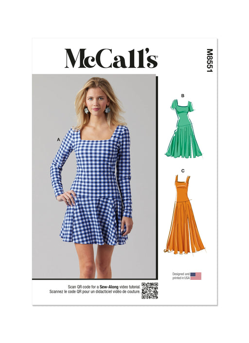 McCall's sewing pattern 8551 Misses' and Miss Petite Knit Dresses from Jaycotts Sewing Supplies