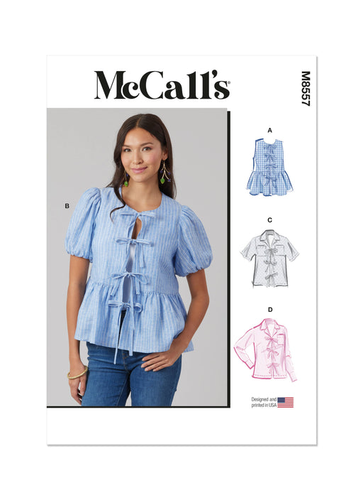 McCall's sewing pattern 8557 Misses' and Women's Tie Front Tops from Jaycotts Sewing Supplies