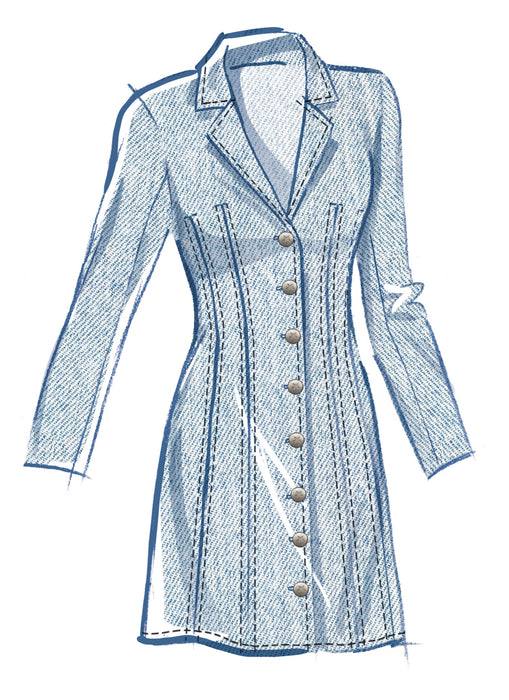 McCall's sewing pattern 8601 Fitted Button Front Mini Dress from Jaycotts Sewing Supplies