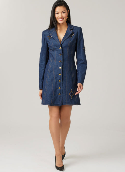 McCall's sewing pattern 8601 Fitted Button Front Mini Dress from Jaycotts Sewing Supplies