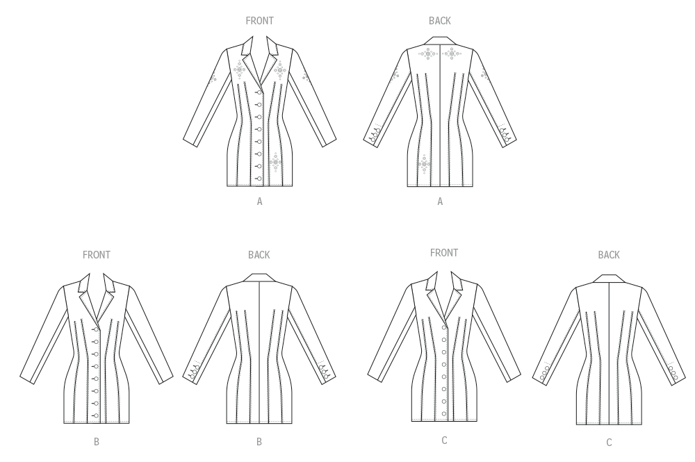 McCall's sewing pattern 8601 Fitted Button Front Mini Dress from Jaycotts Sewing Supplies