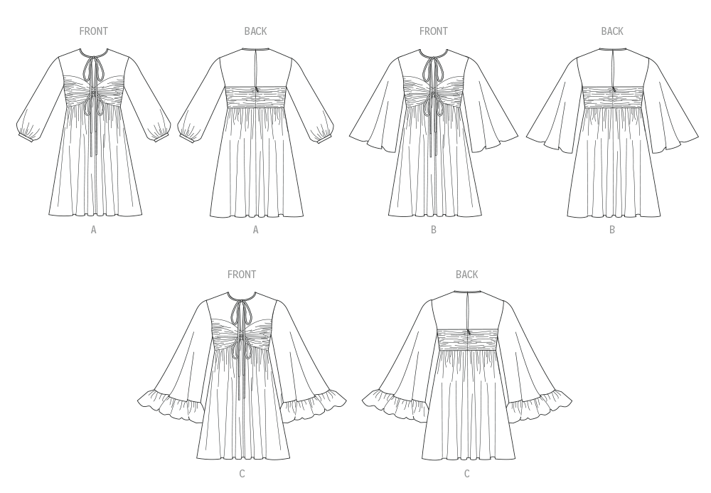 McCall's sewing pattern 8602 Babydoll Dress with Sleeve Variations from Jaycotts Sewing Supplies