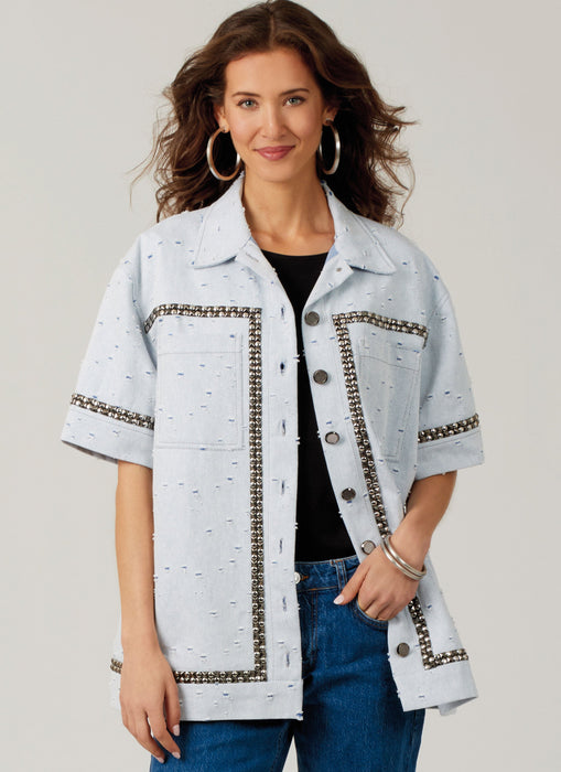 McCall's sewing pattern 8606 Loose fitting button front shirts from Jaycotts Sewing Supplies