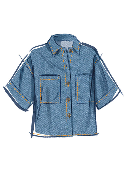 McCall's sewing pattern 8606 Loose fitting button front shirts from Jaycotts Sewing Supplies
