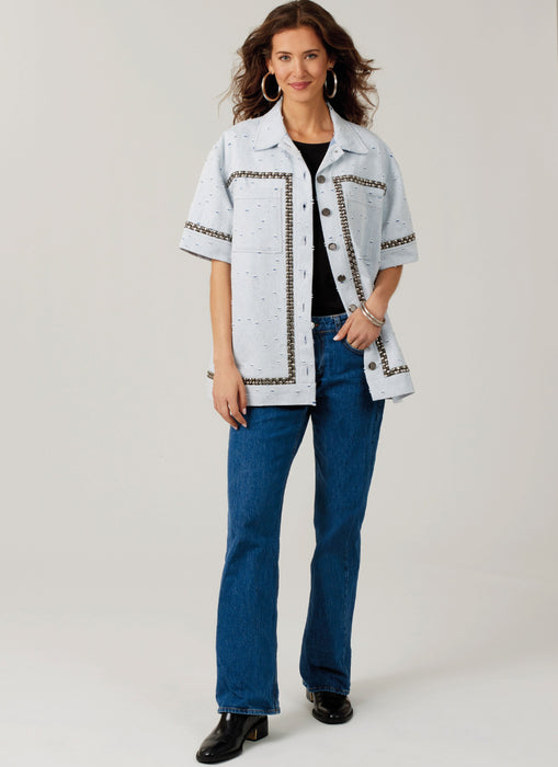 McCall's sewing pattern 8606 Loose fitting button front shirts from Jaycotts Sewing Supplies