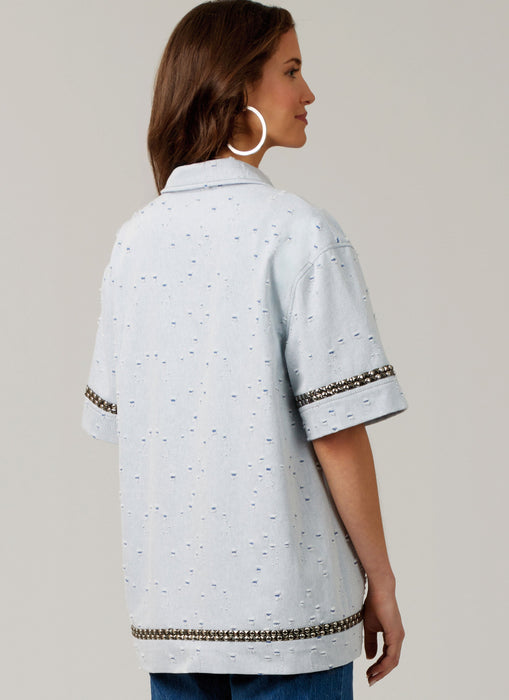 McCall's sewing pattern 8606 Loose fitting button front shirts from Jaycotts Sewing Supplies