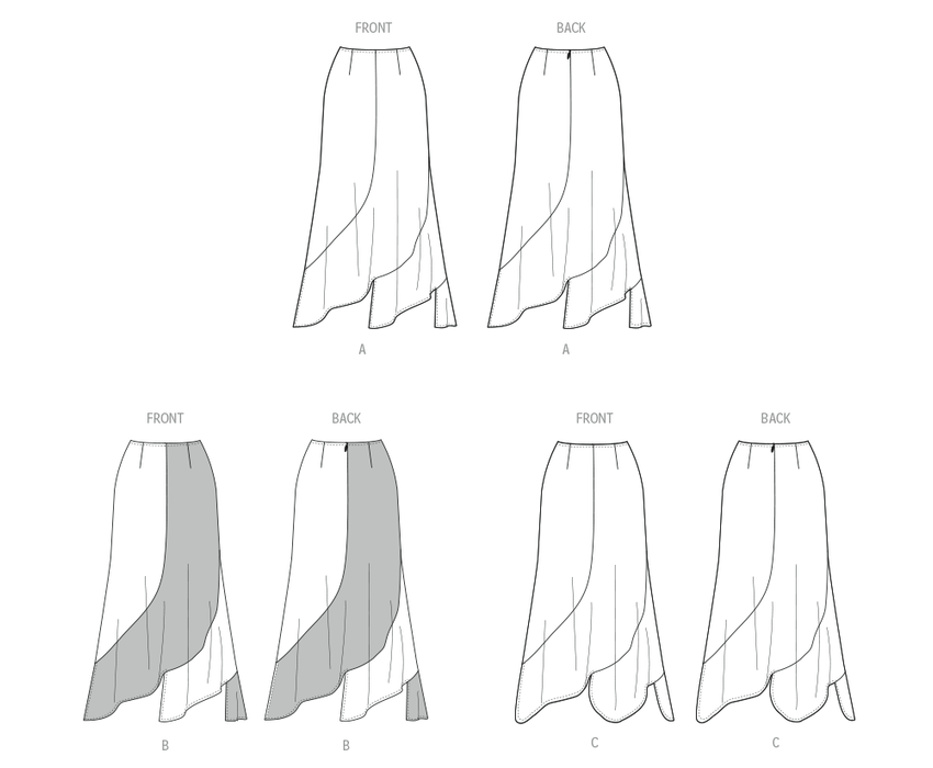McCall's sewing pattern 8608 Asymmetric Skirt from Jaycotts Sewing Supplies