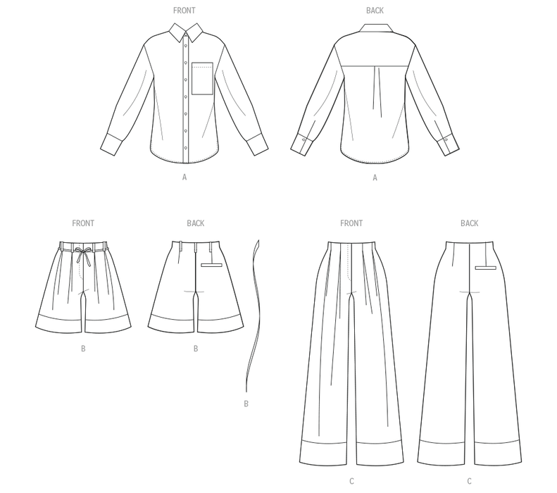 McCall's sewing pattern 8611 Women's Shirt, Shorts and Trousers from Jaycotts Sewing Supplies