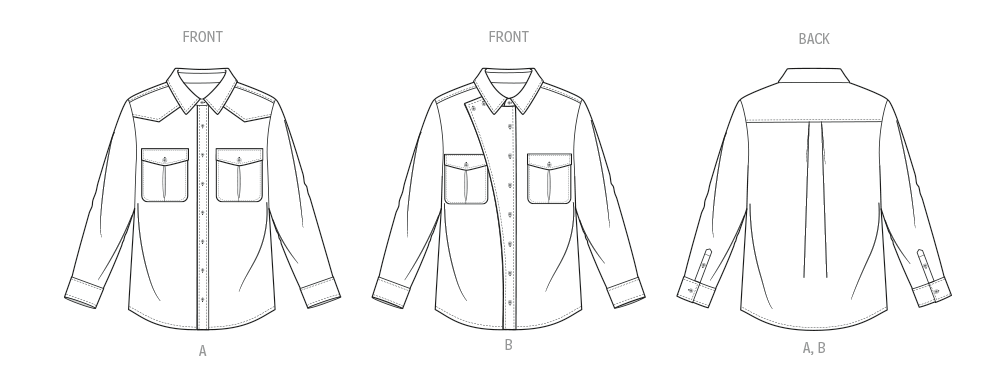 McCall's sewing pattern 8615 Unisex Casual button front Shirts from Jaycotts Sewing Supplies