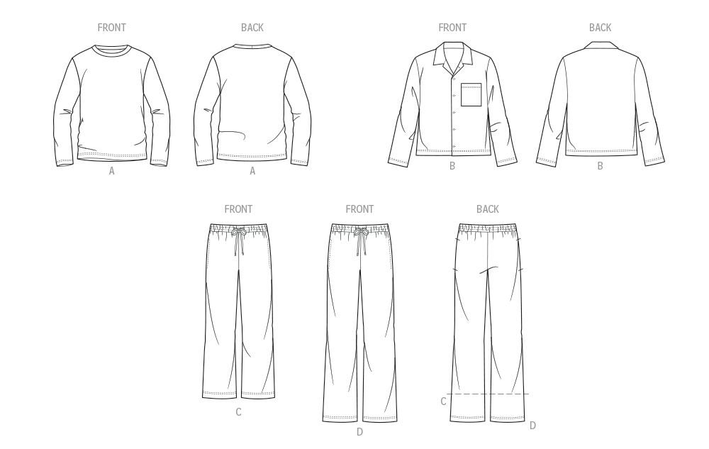 McCall's sewing pattern 8616 Men's Knit Pajamas from Jaycotts Sewing Supplies