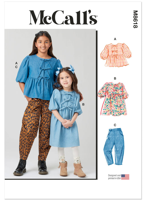 McCall's sewing pattern 8618 Girls' Top, Dress and Pants from Jaycotts Sewing Supplies