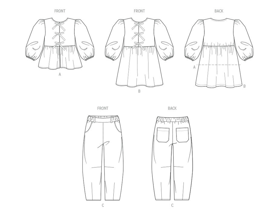 McCall's sewing pattern 8618 Girls' Top, Dress and Pants from Jaycotts Sewing Supplies
